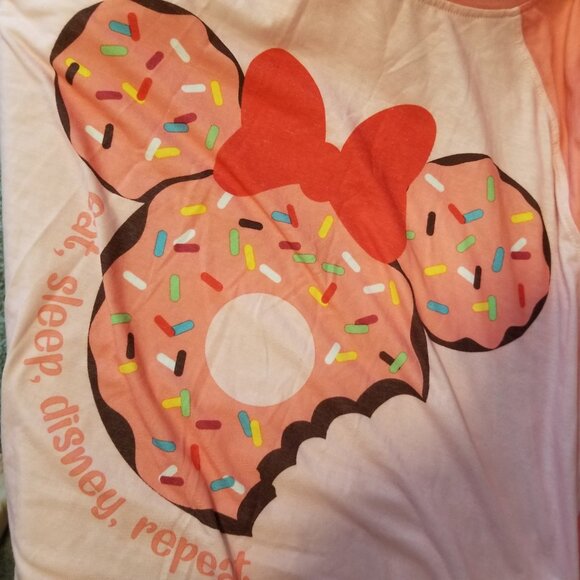 Disney Parks Eat Sleep Repeat Minnie Mouse Donut Long Sleeve Women Large Lounge - Picture 5 of 8